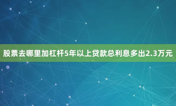 股票去哪里加杠杆5年以上贷款总利息多出2.3万元
